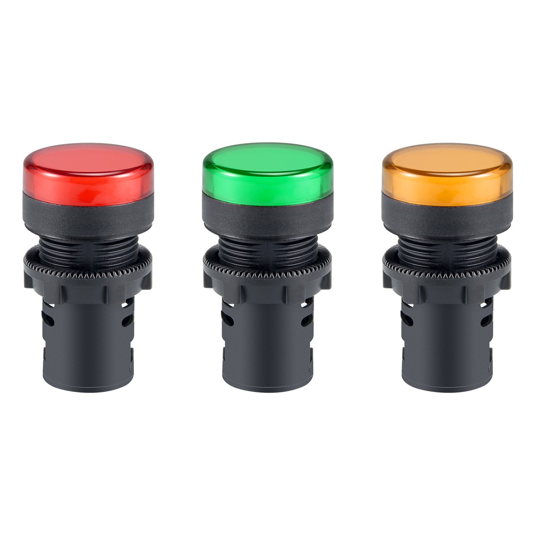 3Pcs AC/DC 12V Indicator Lights Red+Green+Yellow LED Flush Panel Mount 7/8" 22mm
