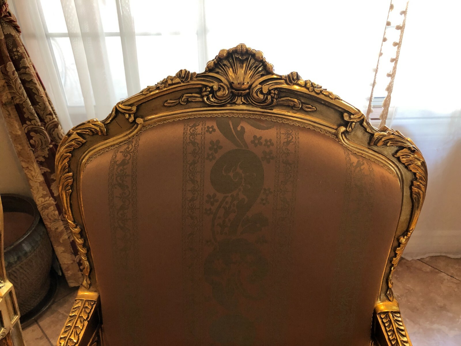 Victorian Gold Sofa 5 piece set- 1 sofa & 4 Side Armchairs