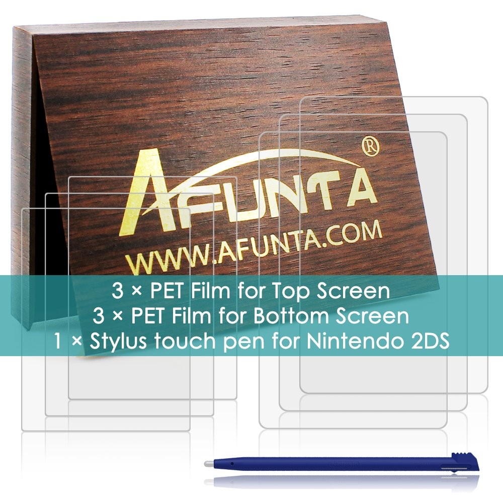 Screen Protector and Stylus Compatible 2DS, AFUNTA 3 Pack (6 2DS_cover+stylus