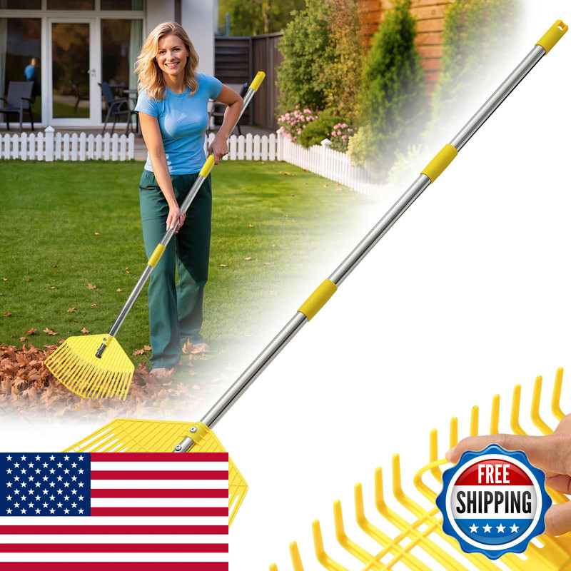 Bird Twig Leaf Rake - 16.5 Wide Nylon Plastic Head65 Adjustable Handleheavy