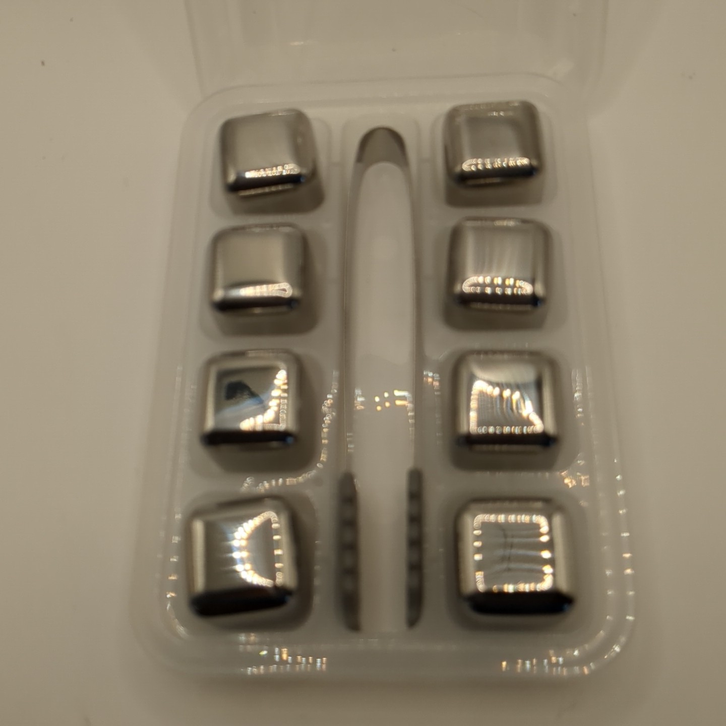 8PCS Stainless Steel Chilling Stones Rocks Reusable Ice Cubes with Tongs USA