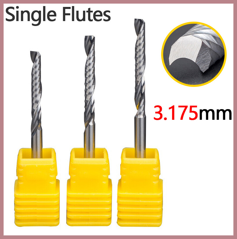 Single Flutes Tungsten Steel End Mill 3.175 Shank CNC Milling Cutter Drill Bits