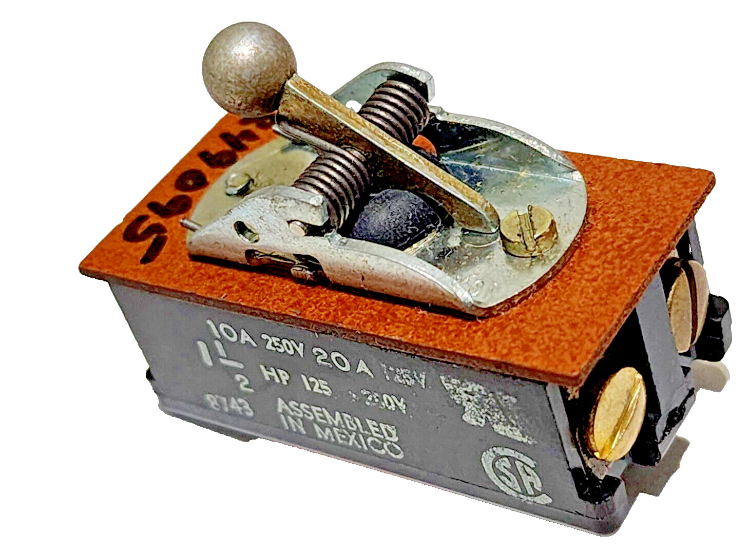 A-H&H 849095, 2-Pole Switch 1-1/2HP, On/Off, 10 Amp, 250V, 20A, 125V-Made in USA