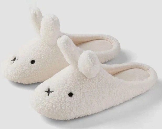 Miffy Cute Plush Cotton Slippers for Women Winter Comfort Warm Cotton Shoes Cart