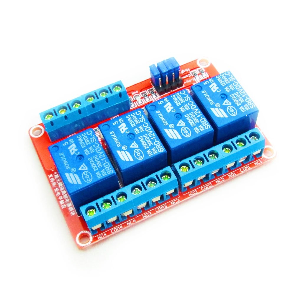 12V 4 Channel Relay Module with OPTO-Isolated Support High and Low Level Trigger