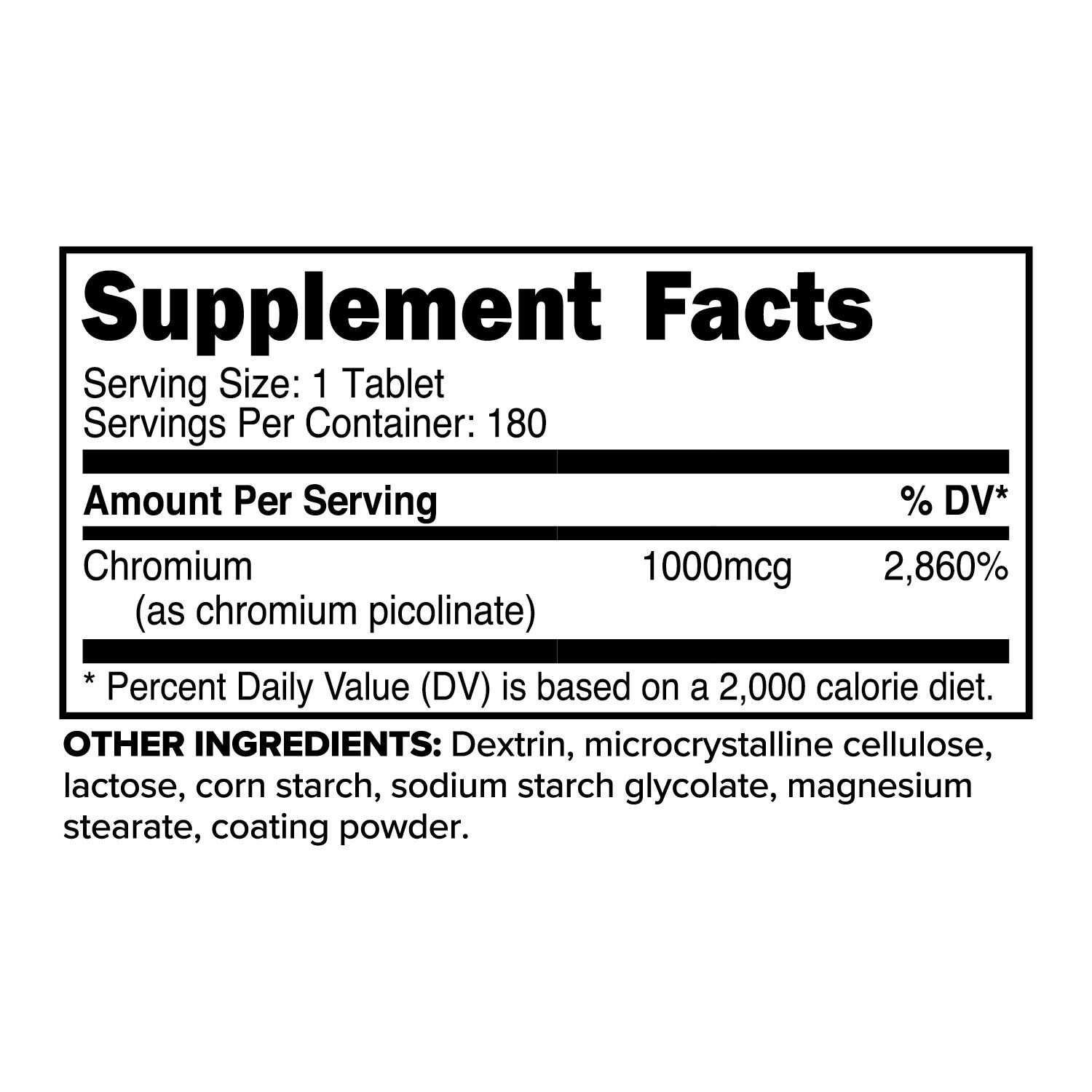 PrimaForce Chromium Picolinate 1000mcg, 180 Tablets