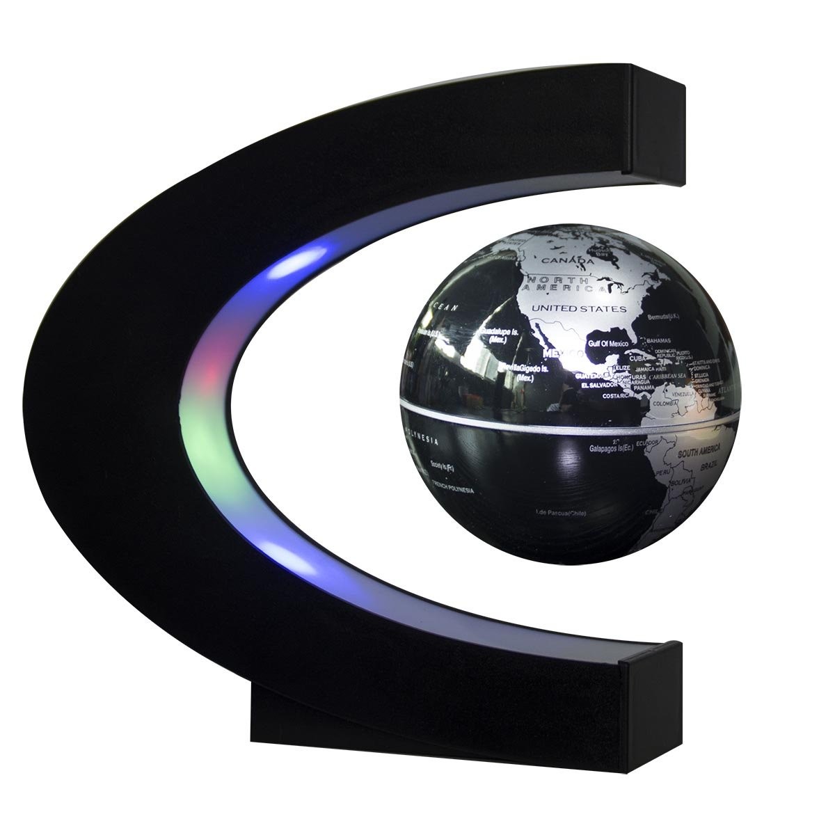 Floating Globe with LED Lights C Shape Magnetic Levitation Globe World Map