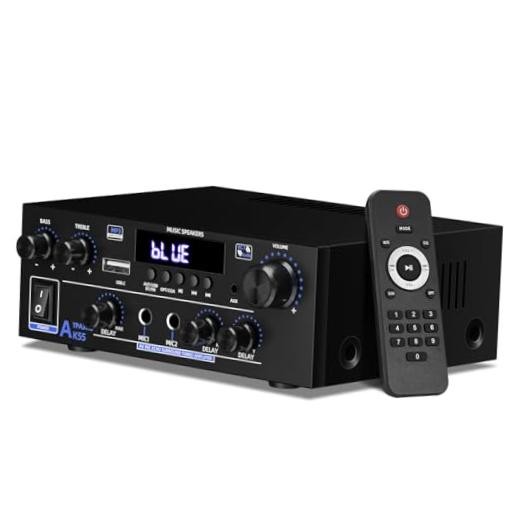Amplifier Home Audio Stereo 1000W, Bluetooth 5.3 () | Amplifier for Two AK55