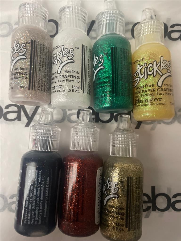 New RANGER STICKLES SET OF 7 glistening COLORS GLITTER GLUE