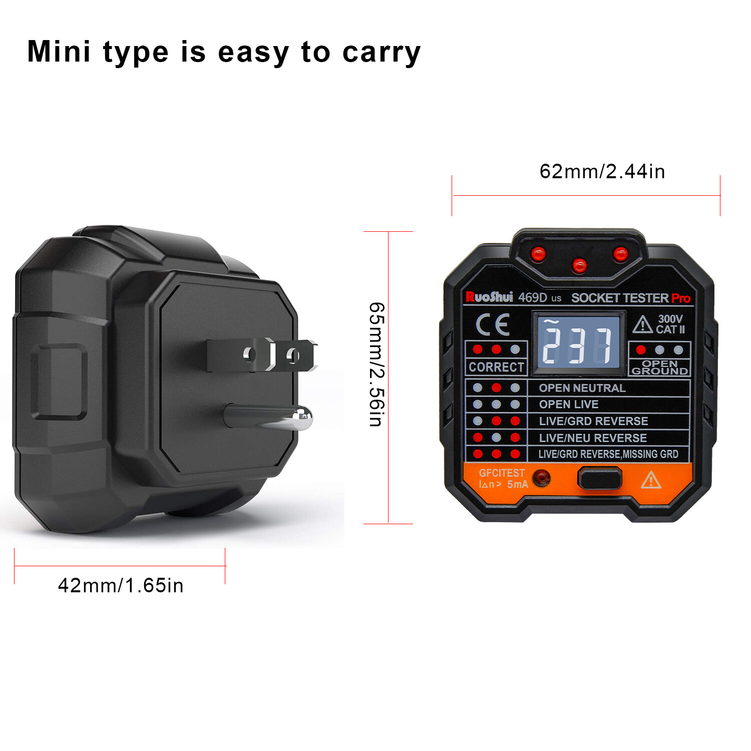 Socket Tester Electrical GFCI Receptacle Detector US Plug Tester LCD Display