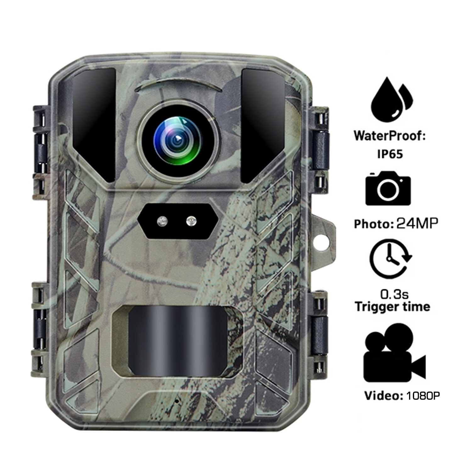 Mini Hunting Trail Camera 24MP 1080P Wildlife Waterproof Cam Night Vision