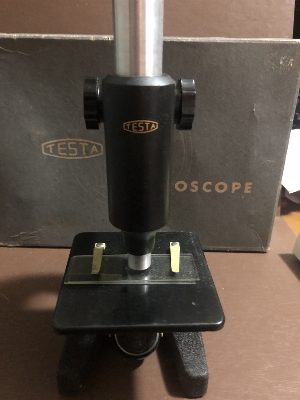 Stunning Antique Testa Microscope With All The Accessories In Original Box