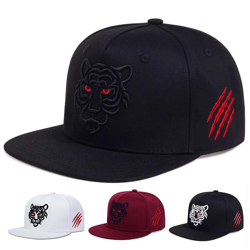 Black Tiger Embroidery Baseball Cap Snapback Casual Fashion Hat
