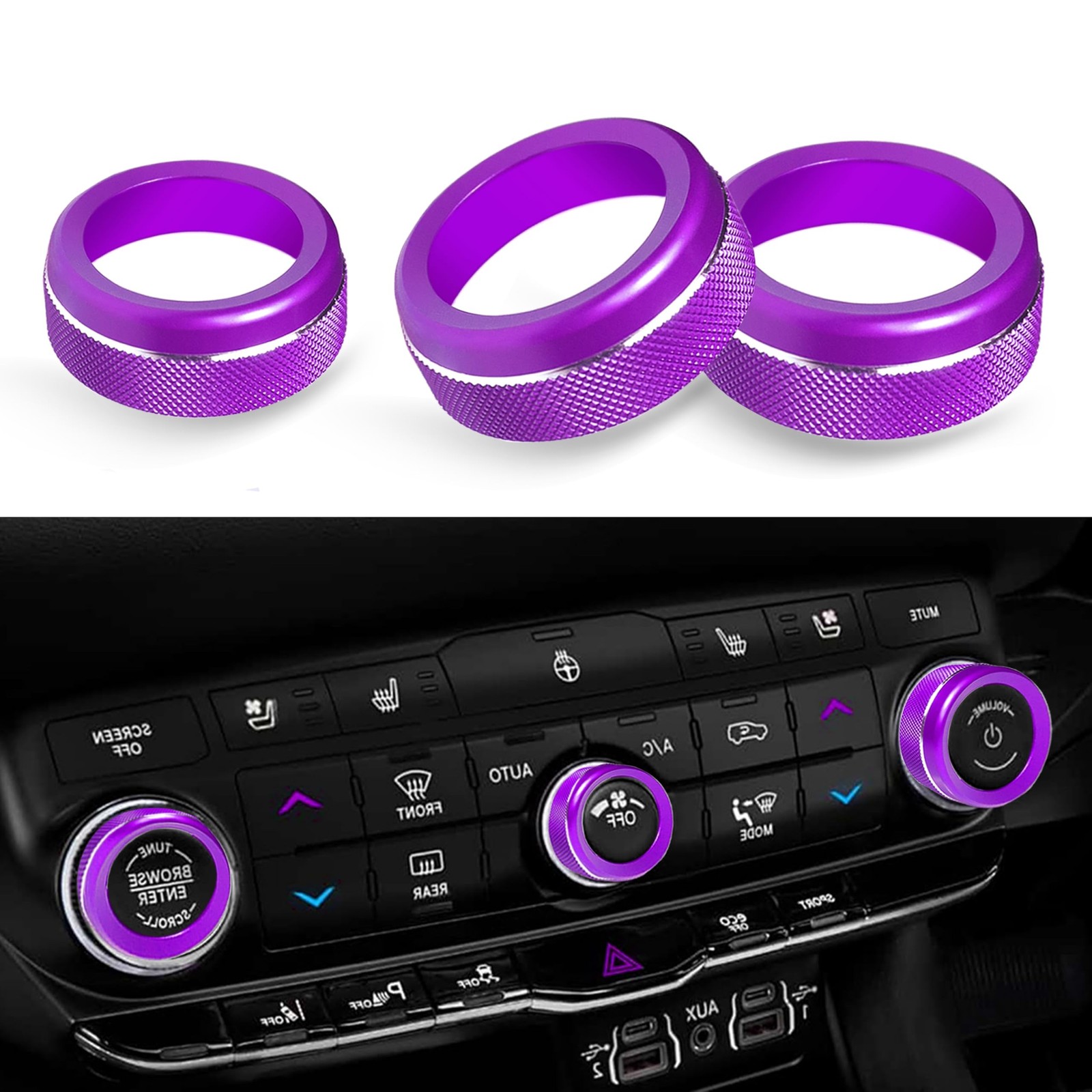 SENSHINE for Dodge Durango Knob Cover 2021 2022 2023 2024 2025 2026 Aluminum ...