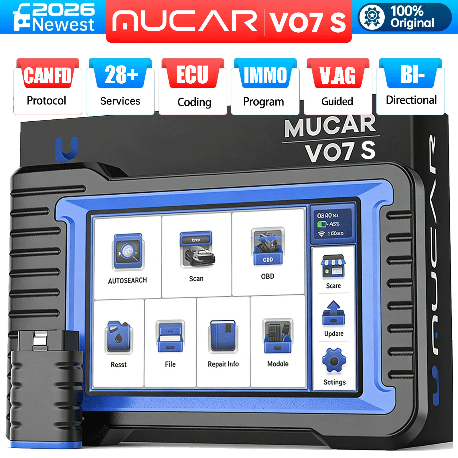 MUCAR VO7S Bidirectional Full Diagnostic Scanner ECU Coding Tool CANFD 28+Resets