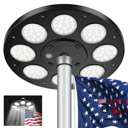 Flagpole Light Solar Powered,Auro 5 Flag Pole Light 136 LED for 15 Round Black