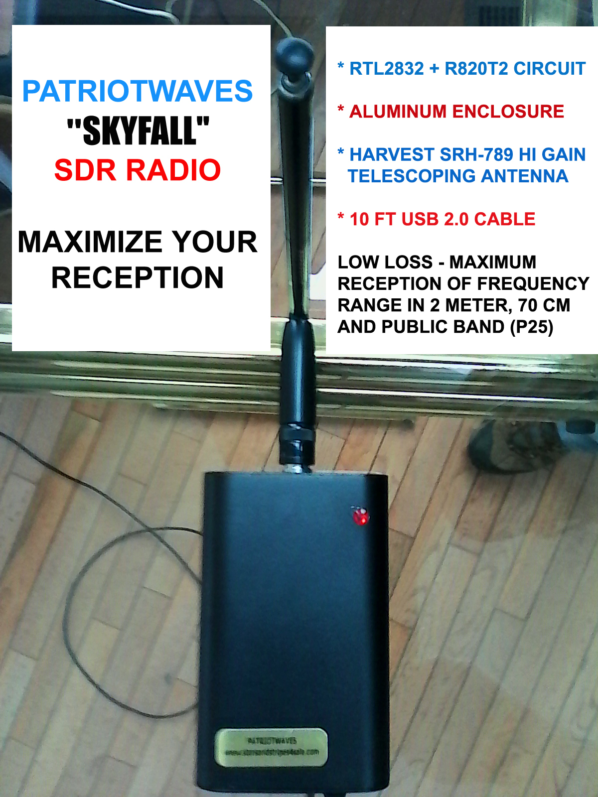PATRIOTWAVES SKYFALL TCXO SDR RADIO - RTL2832+R820T2 / 0.5 PPM TCXO