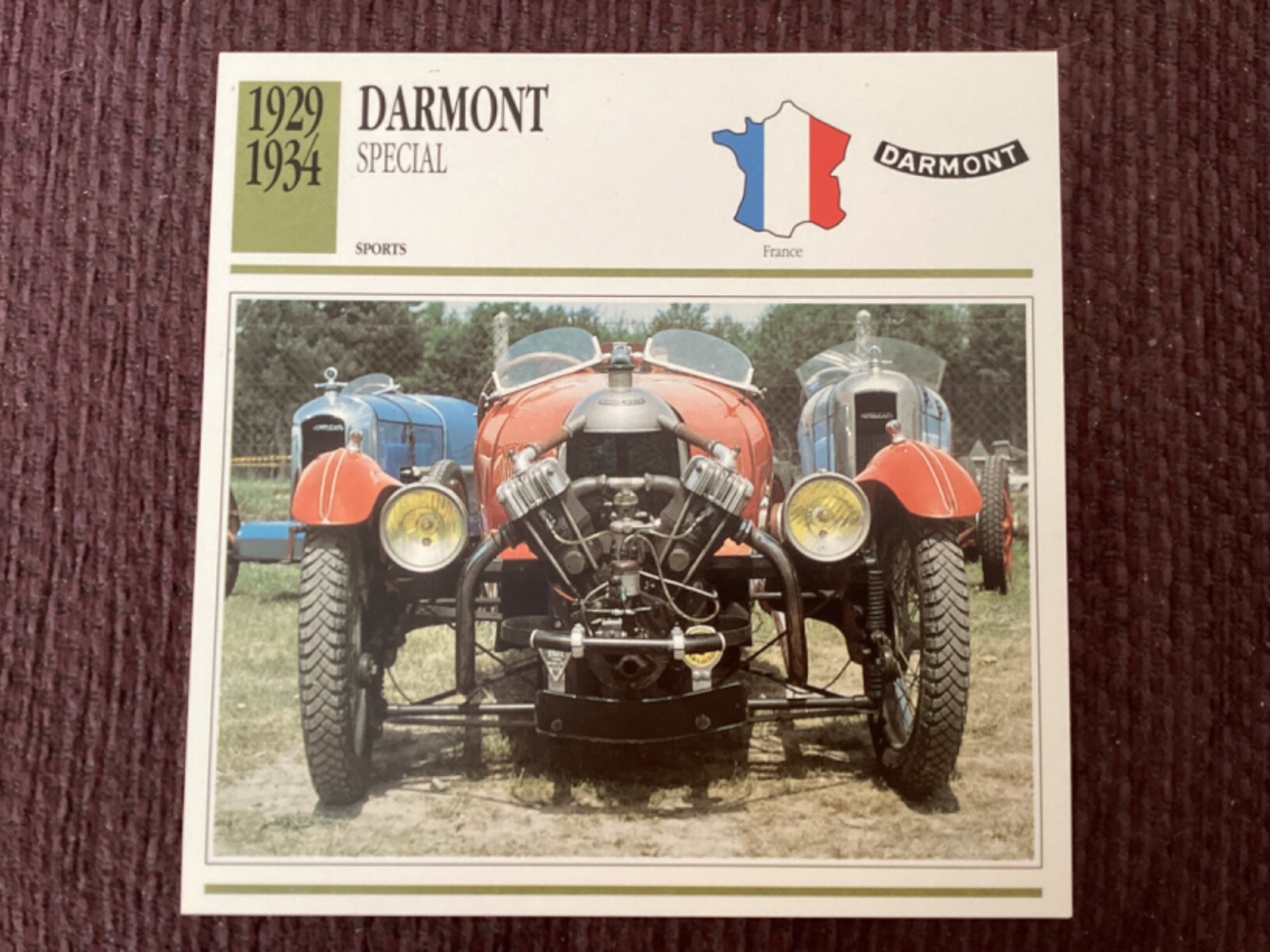 Darmont , Special, 1929-34,  Sports Class Car, France, Collectors Card