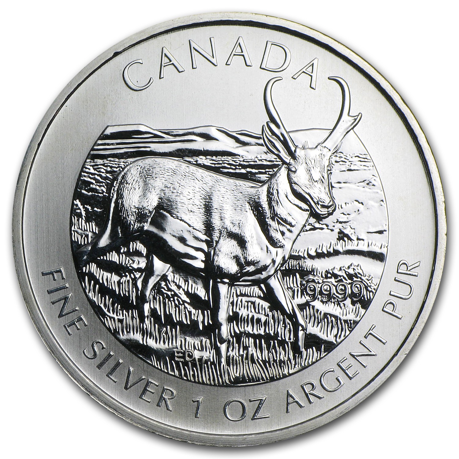 2013 Canada 1 oz Silver Wildlife Antelope (Abrasions, Spots)