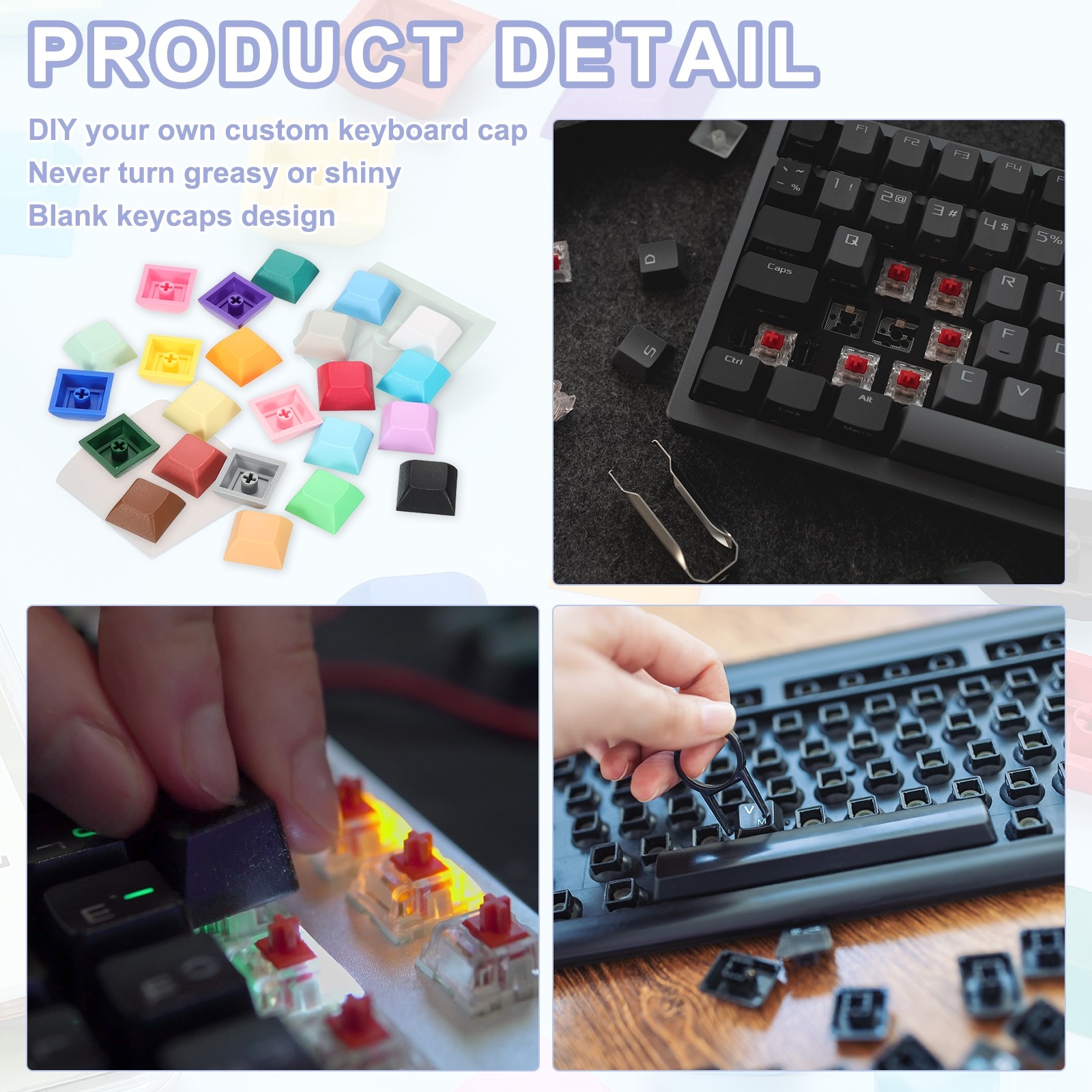 50 Pcs PBT Keycap Set DSA Mechanical Numeric Keypads for Keyboard, Light Gray