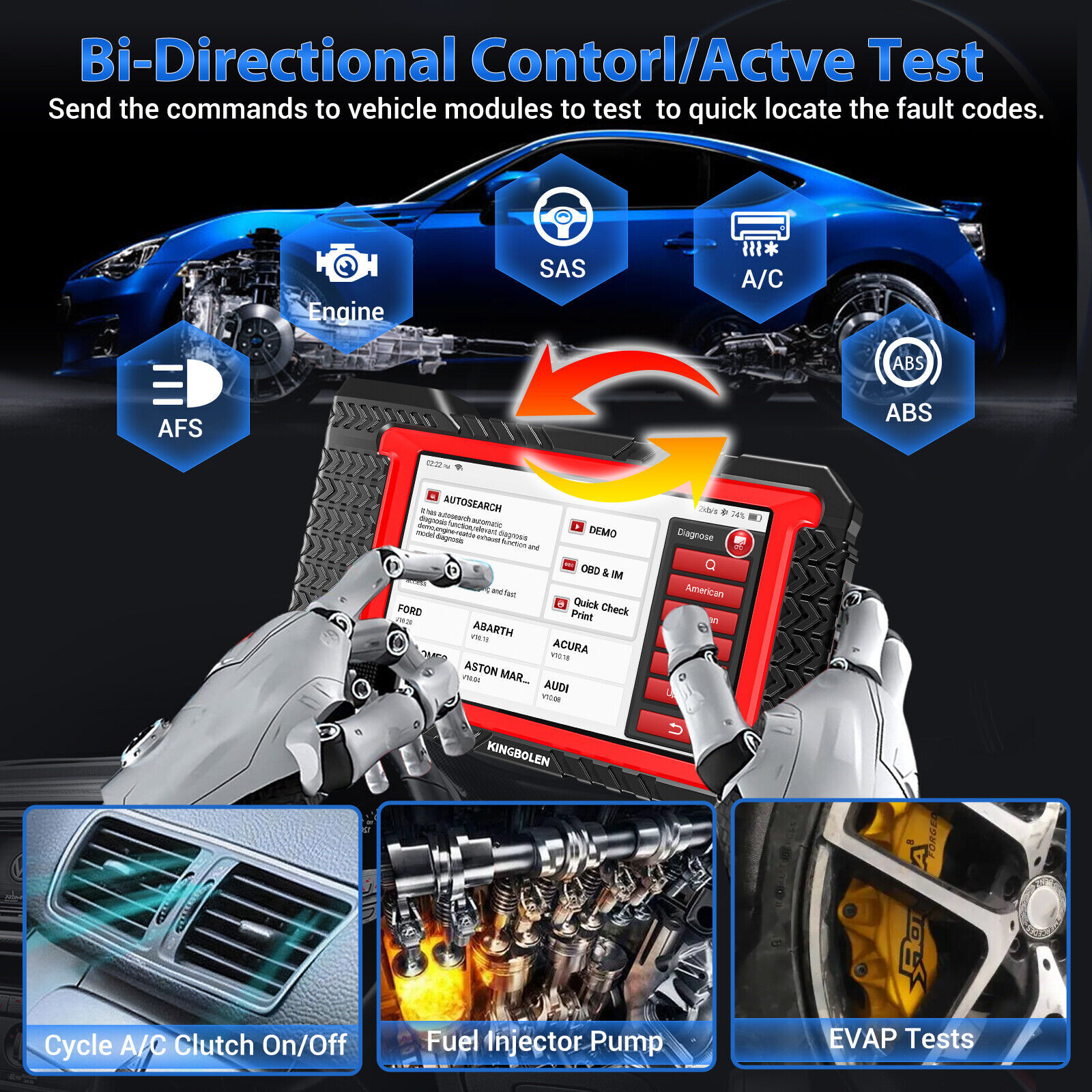 KINGBOLEN K7 PRO Car OBD2 Scanner Full System Diagnostic Tool ECU Key Coding