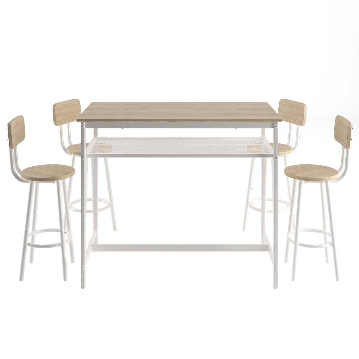 5 Piece Bar Table Set Kitchen Counter Height Table Dining Table w/ 4 Bar Stools