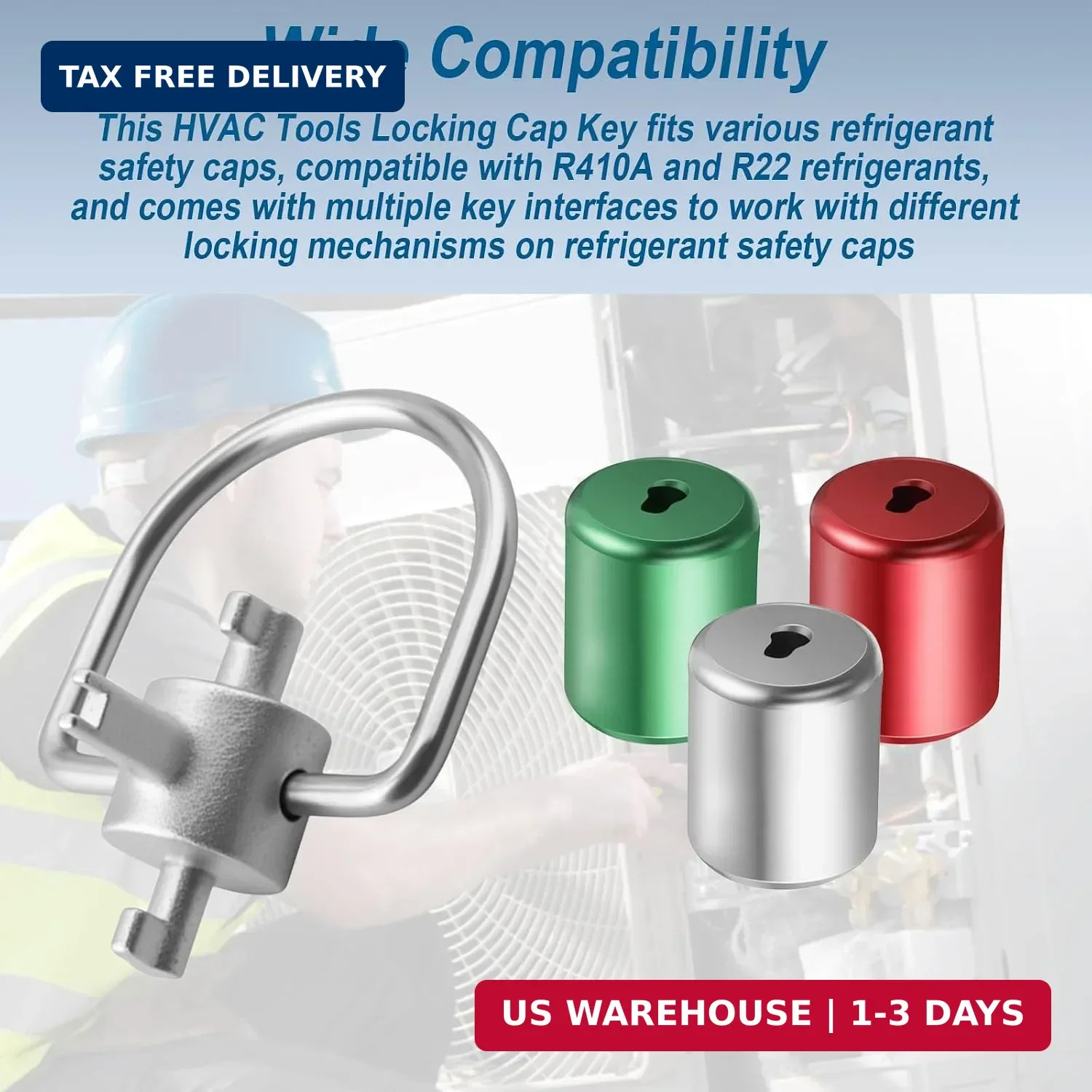 HVAC Tools - Locking Cap Key for Refrigerant Safety Caps | Compatible with 410a