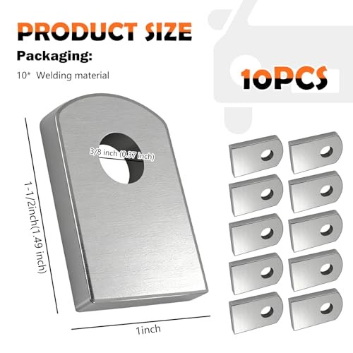 10PCS Weld on Tabs with 3/8" Hole,1-1/2"×1" Flat Bottom Welding Table