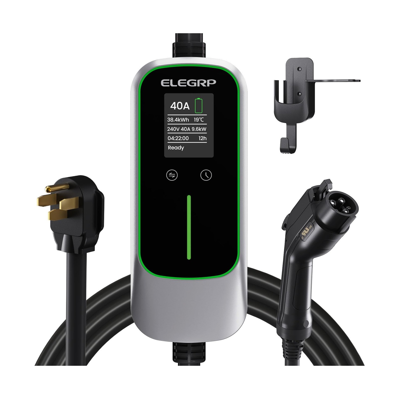 ELEGRP Level 2 EV Charger 40Amp, J1772 Portable Electric Car Charger, 240V NE...