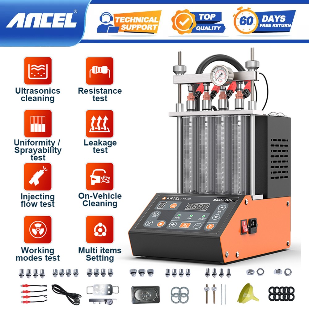 ANCEL ANJ400 Ultrasonic Fuel Injector Cleaner Tester Nozzle Cleaning Machine GDI