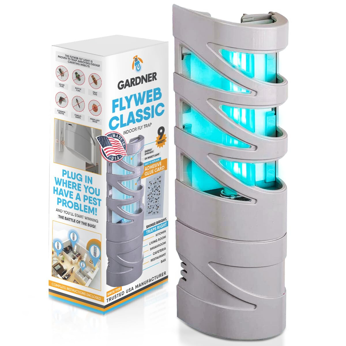 1 FlyWeb Fly Light Trap Fly Web Control Mosquitos Flies Gnats moths fruit flies