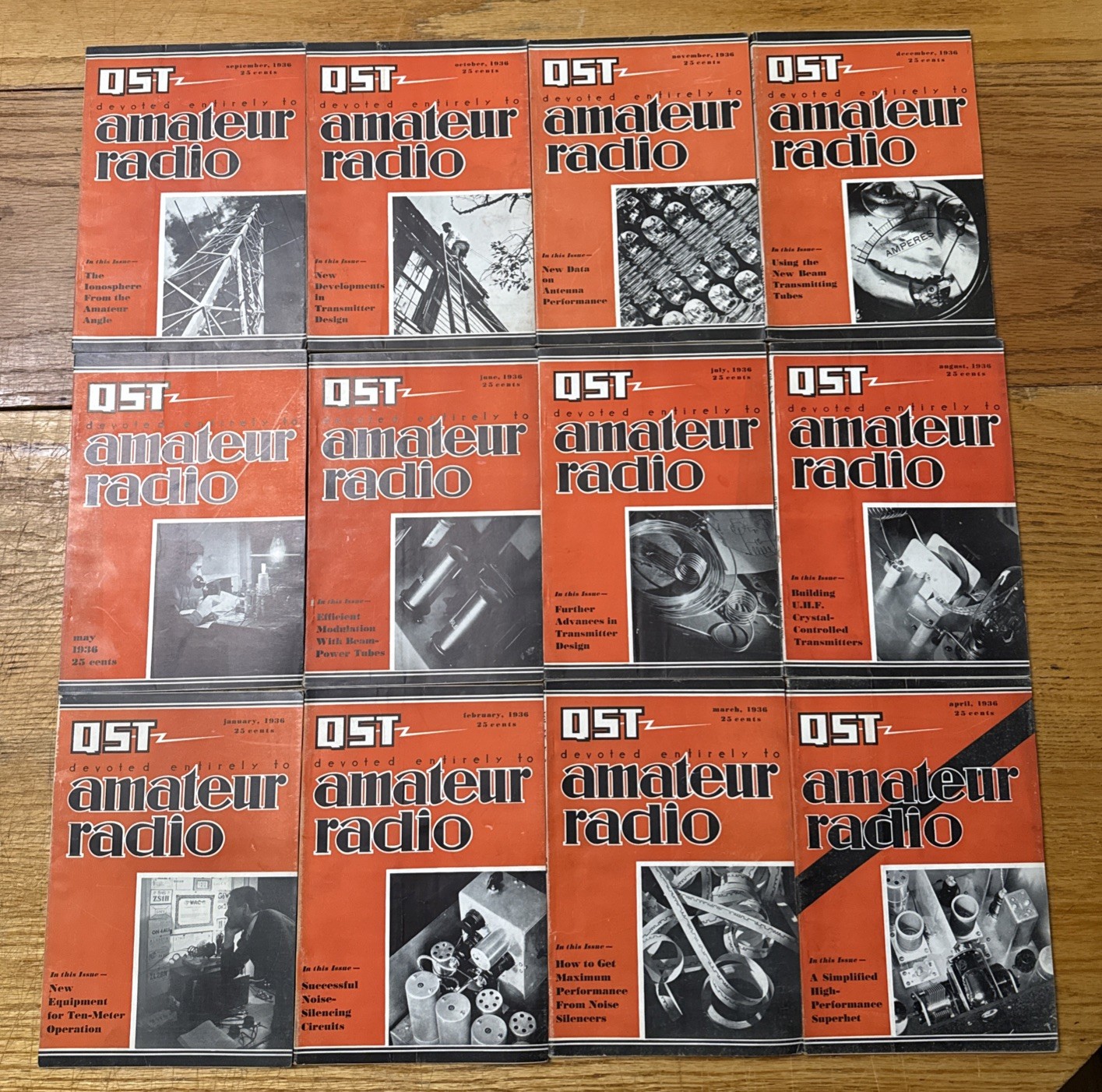 QST Amateur Radio Magazine 1936 Complete Year Set EF Johnson Company Archive