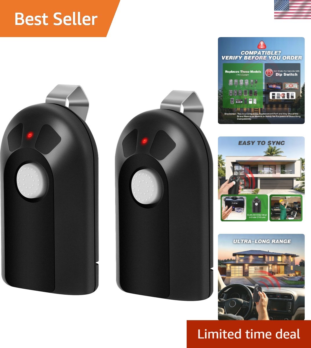 Lightweight 2-Pack Garage Door Remote with Rolling Code Security - Genie & More