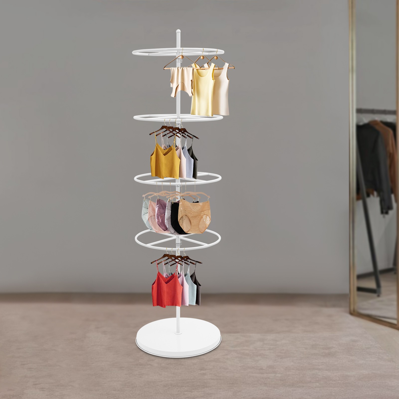 Rotatable Round Dispaly Rack Round Clothing Rack Metal Clothes Hanging Rack