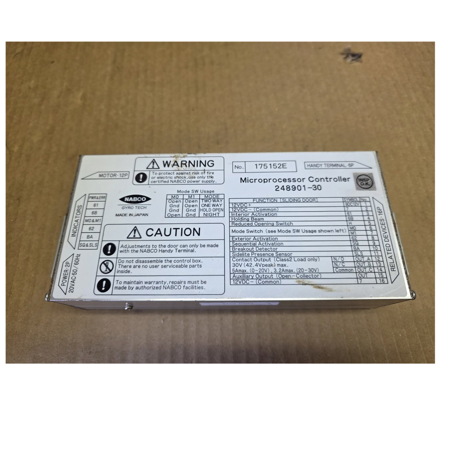 NABCO Gyro Tech Microprocessor Controller 248901-30 (Sliding Door)