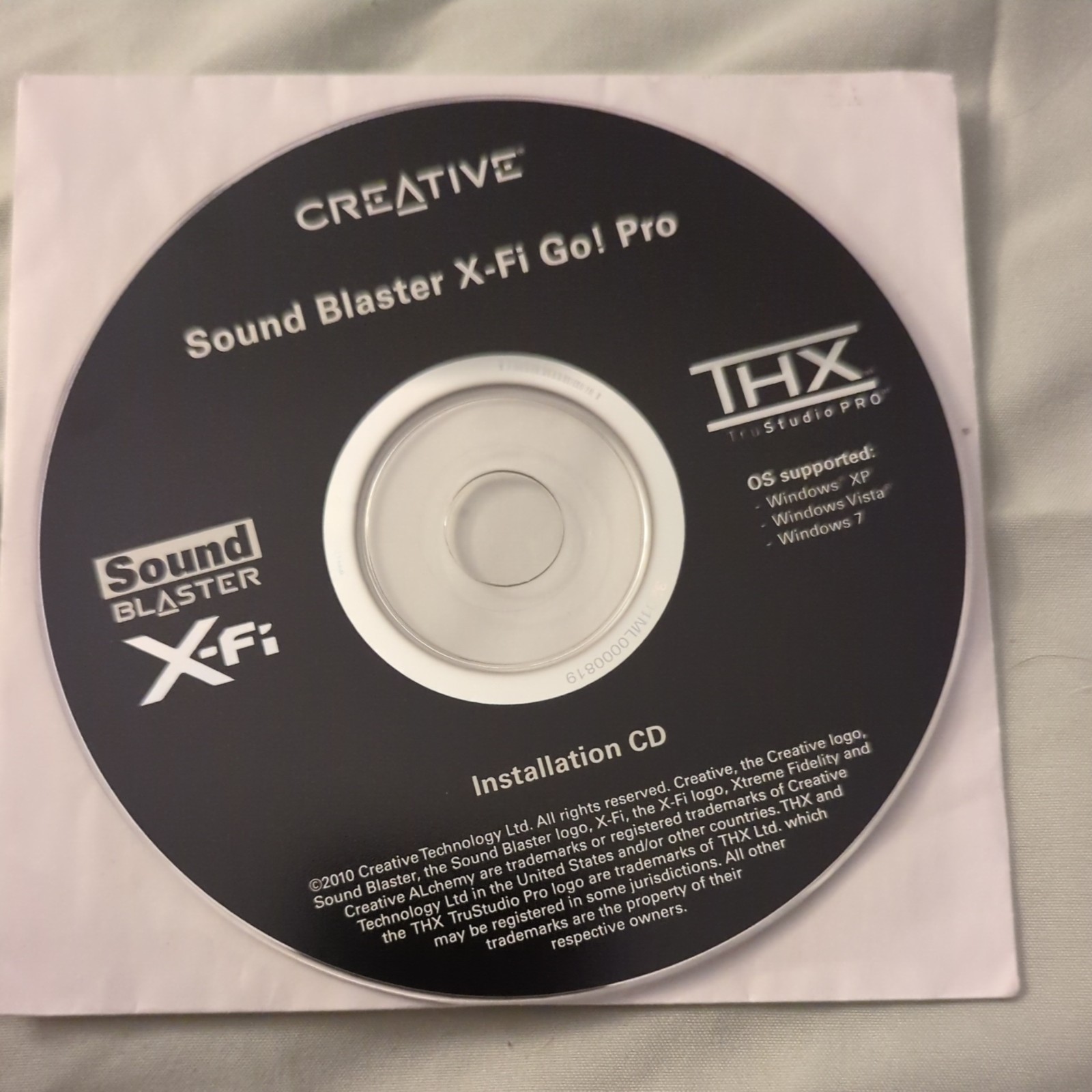 Creative SOUND BLASTER X-Fi Go Pro THX Software & Drivers Install CD Disk