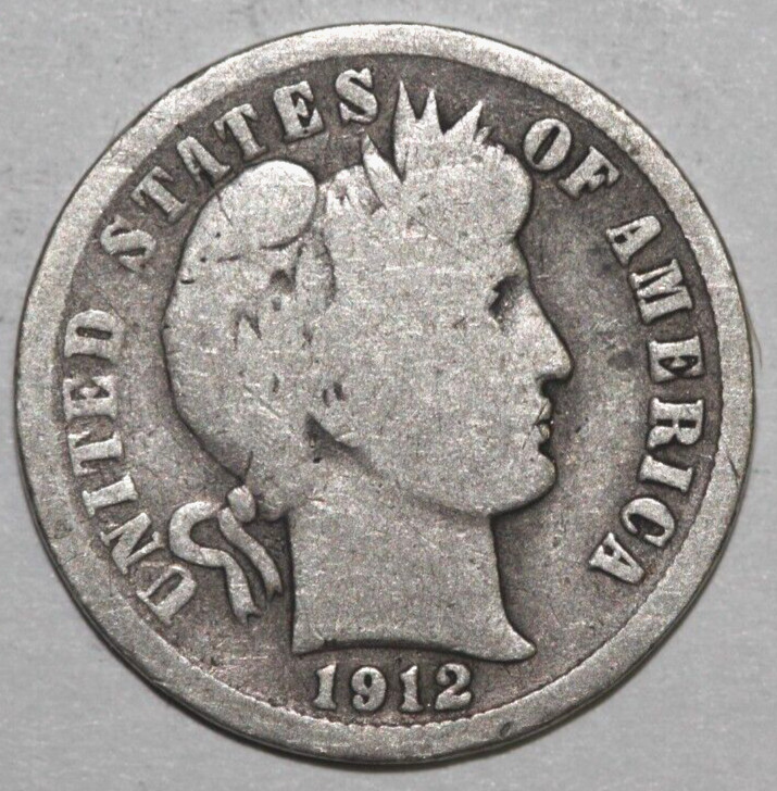 1912   D      Barber Dime             17.8mm