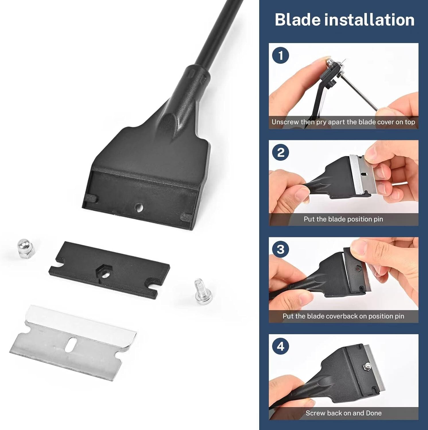 Fish Tank Scraper Cleaner For Glass Aquariums 21" Handheld Razor W/ 5 Blades