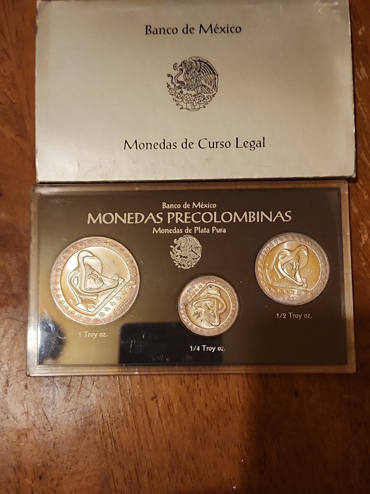 Rare Mexico 1992 Troy Silver 1.75 Oz. Disco de la Muerte 3 Coin Proof Set