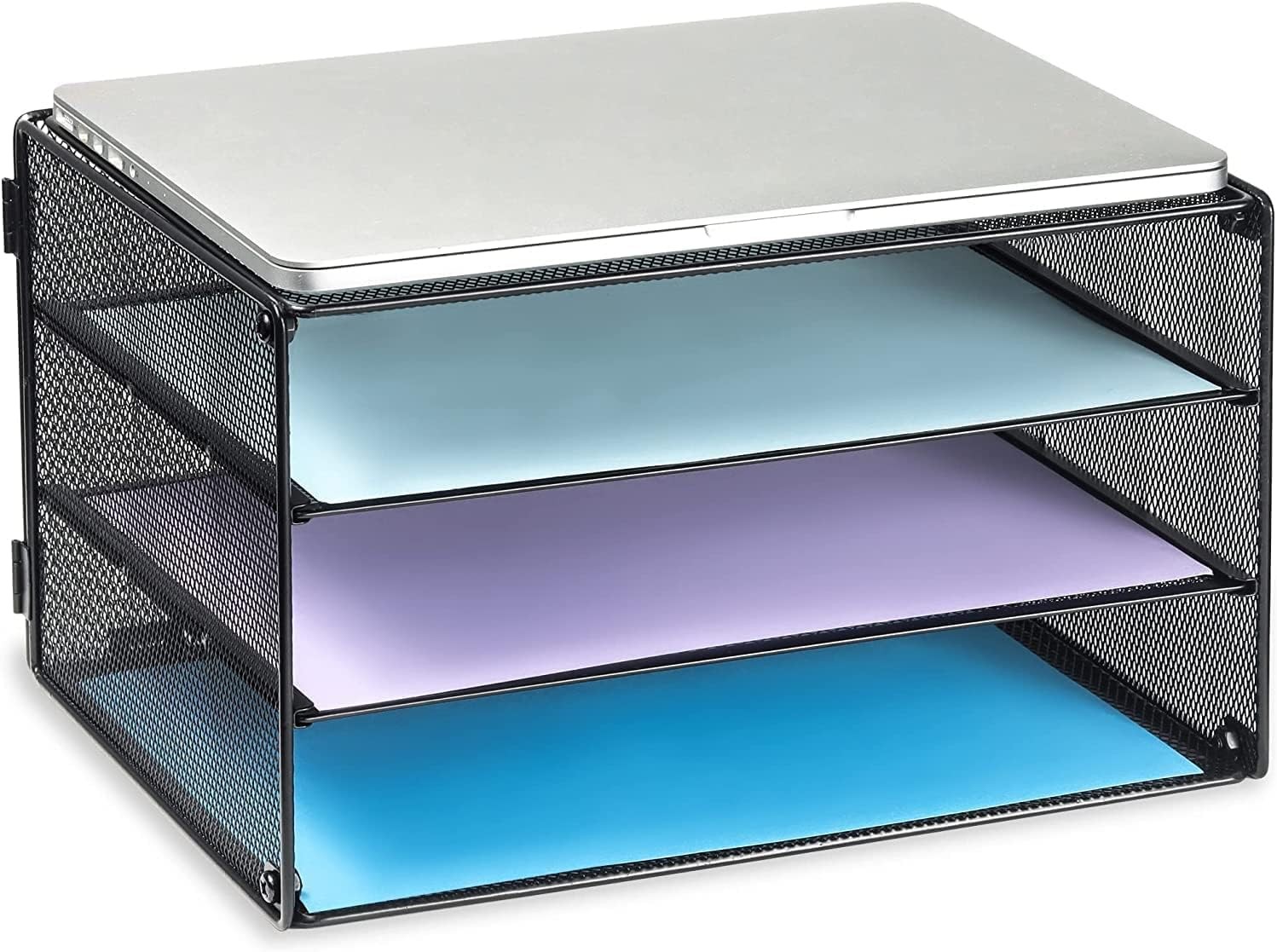 DALTACK 3 Tier Letter Tray Paper Organizer for Desk, 13" x 9.1" x 7.6", Black