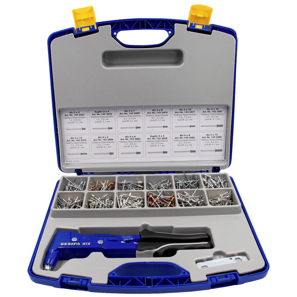 Gesipa 1435457 Ntx Riveter Ergonomic Set 12 Blind Measures IN Case