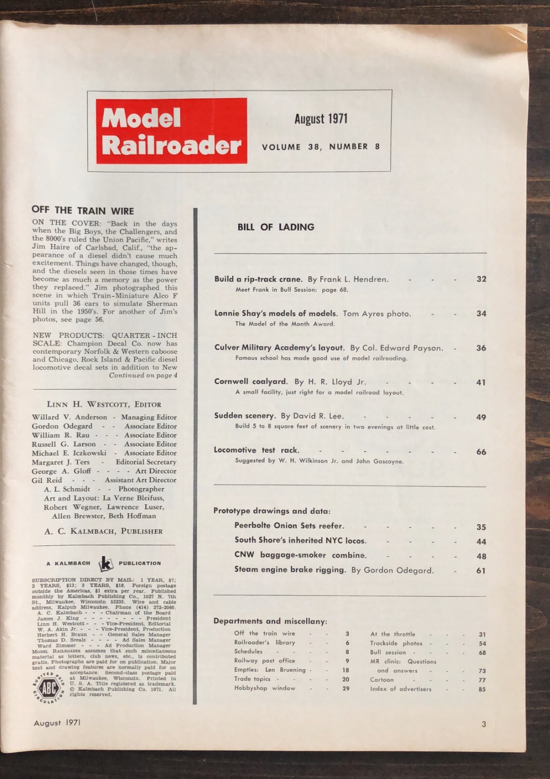 Model Railroader Magazine - 1971, 1 Issues Lot