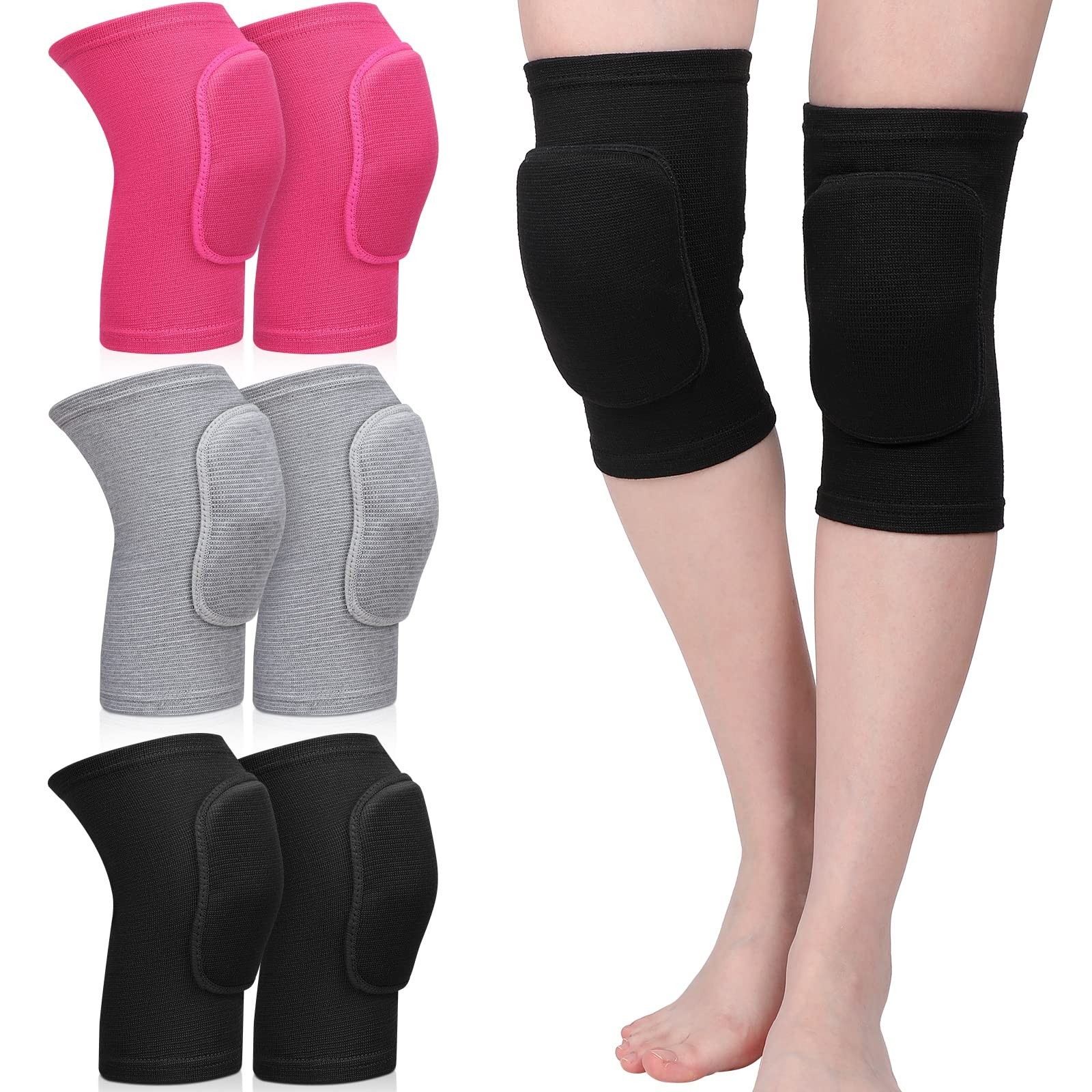 Eurzom 3 Pairs Dance Knee Pads Women Protective Non-Slip Knee Pads for Yoga C...