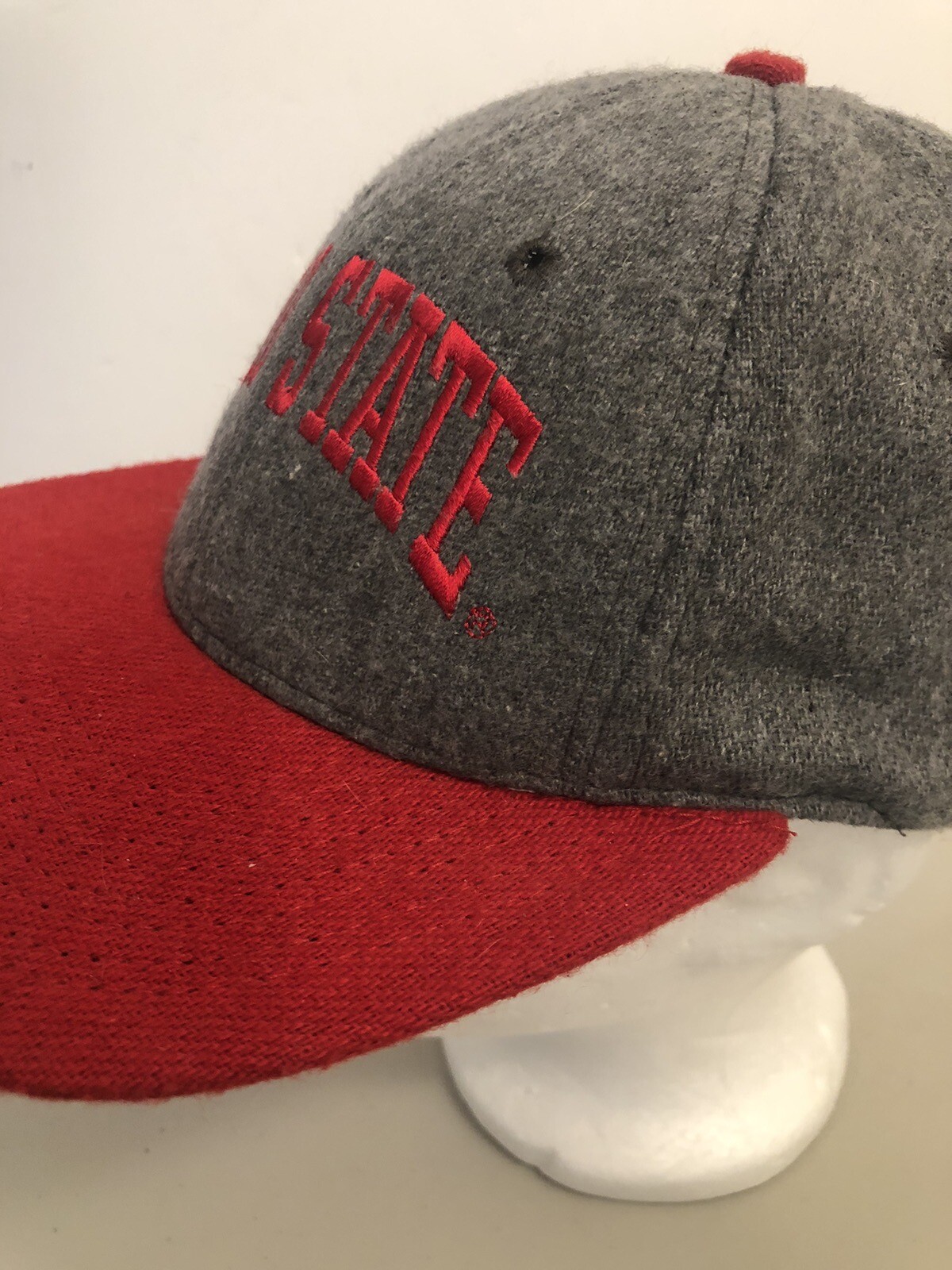 Ohio State University Square Wool Baseball Hat Cap Grey Red USA Made
