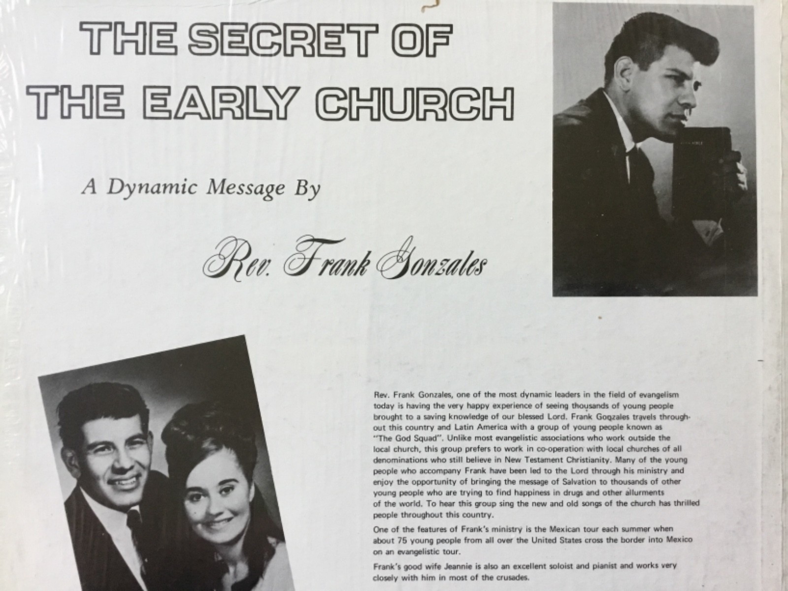 REV. FRANK GONZALES The Secret of the Early Church vinyl LP+bonus CD