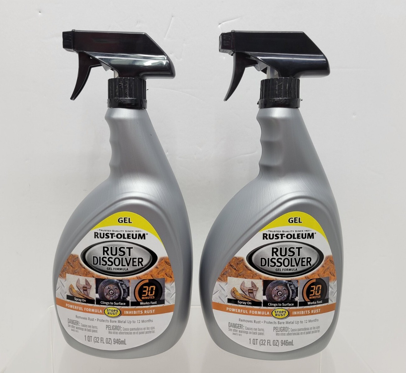 LOT OF 2 - RUST-OLEUM RUST DISOLVER POWERFUL GEL FORMULA 32 oz FREE SHIPPING