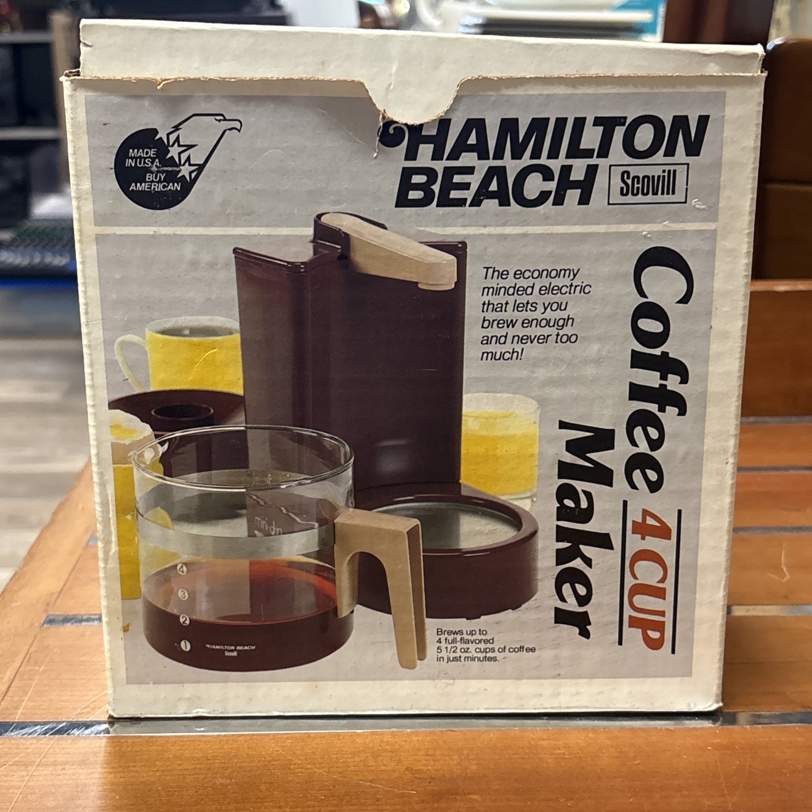 Vtg Mini-Drip Coffee Maker Hamilton Beach Scovill Model 784 Brown 4 Cup Sealed