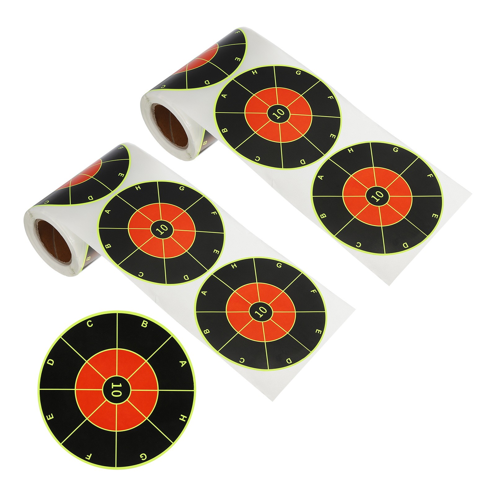 2 Roll Circle Splatter Target Stickers 4", Yellow/Red/Black Style 2