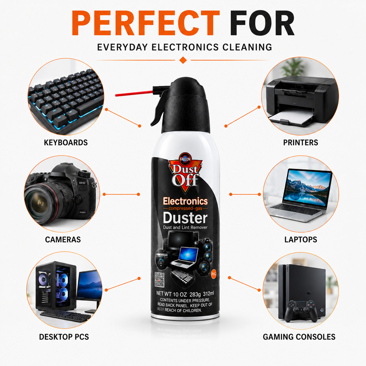 Dust-Off Electronics Duster 10 oz 4 Pack Compressed Air Canned Cleaner