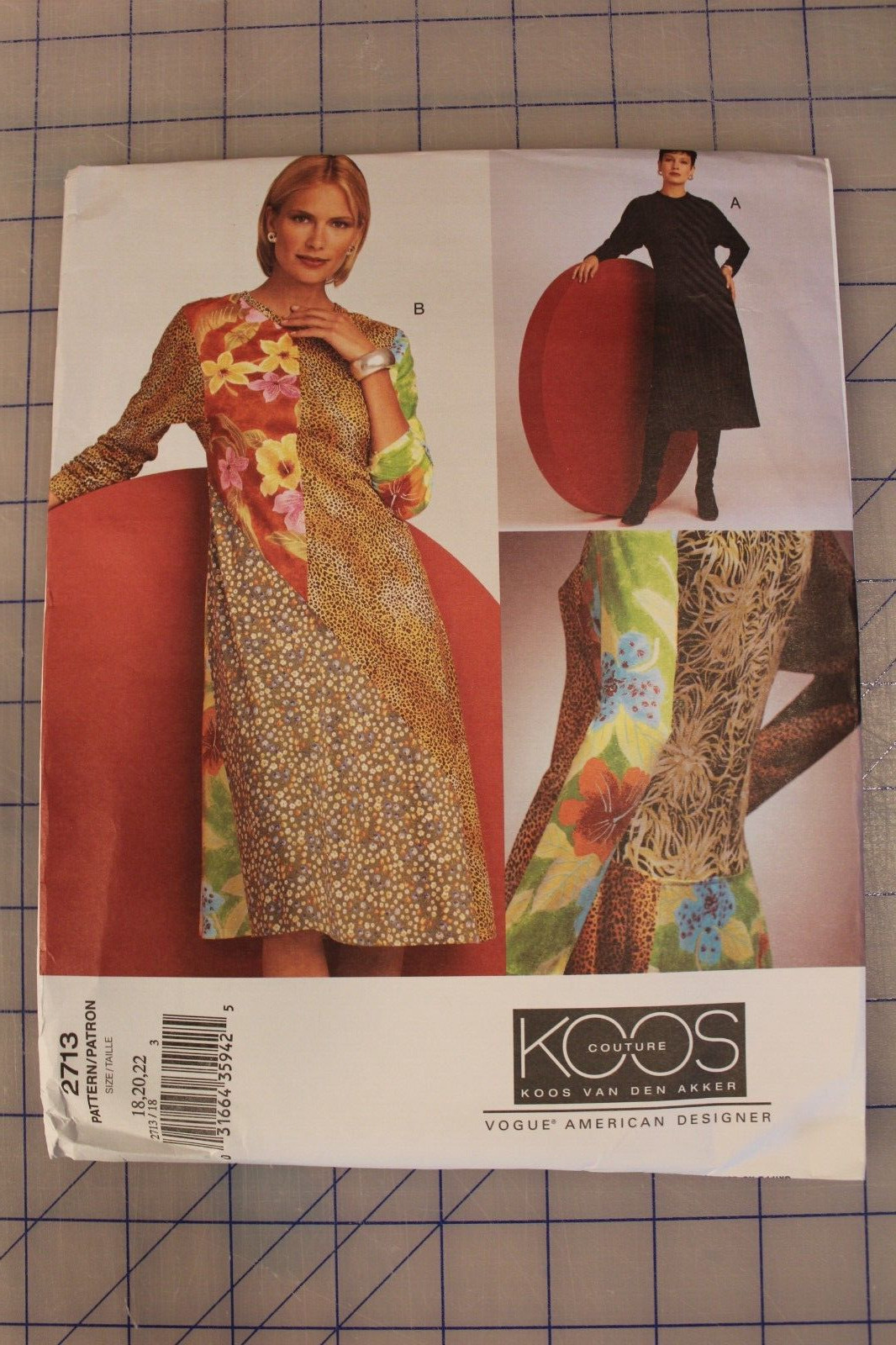 Vogue Pattern #2713 Koos VanDenAkker Couture Designer Size 18,20,22 Misses Dress